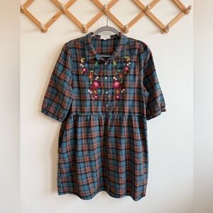 Oddy Embroidered Plaid Tunic / Mini Dress
